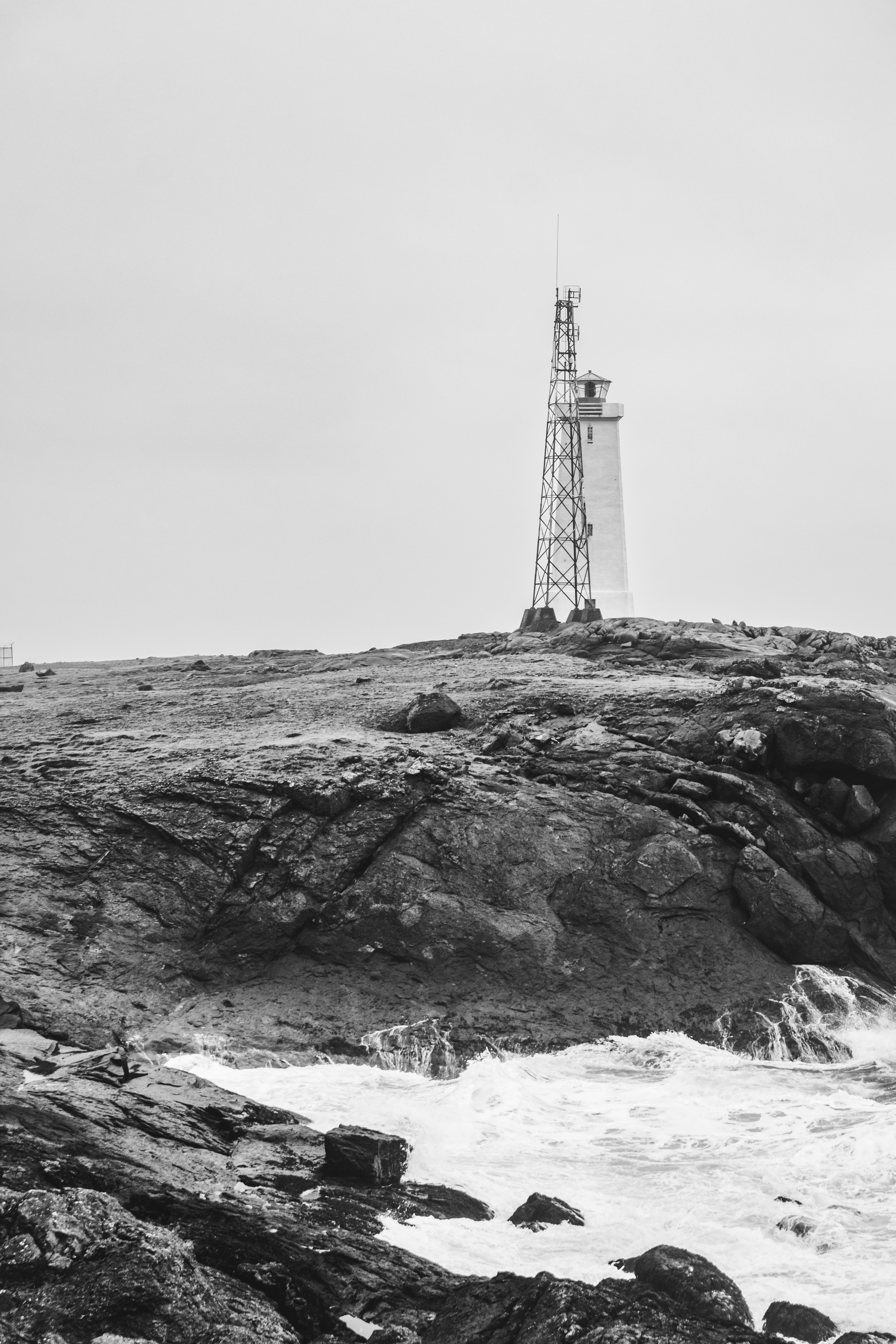 rocks and light tower